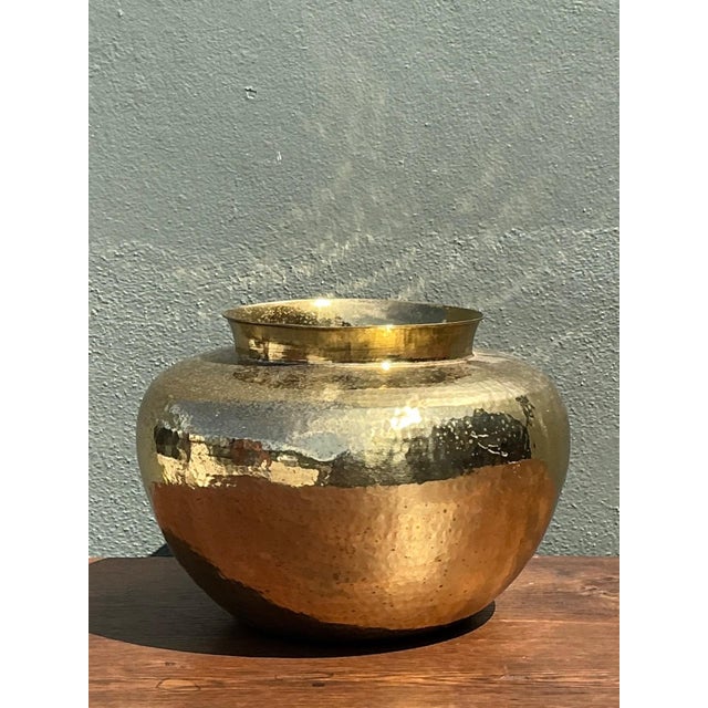 Vintage Hammered Brass Vase For Sale - Image 10 of 16