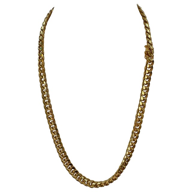 Italian Vintage 14 Karat Yellow Gold 54.7 Gm Miami Cuban Link Italian Chain Unisex, 24" For Sale - Image 3 of 8