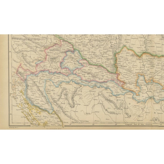 Antique Map of Hungary, Transylvania, Dalmatia and Croatia, 1860s For Sale - Image 6 of 9