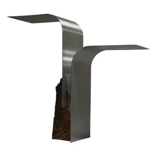 Tau Coffee Table in Raw Aluminum & Aurisina Marble by D´ARK Atelier For Sale