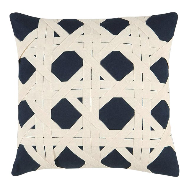 Navy Caning Pillow For Sale