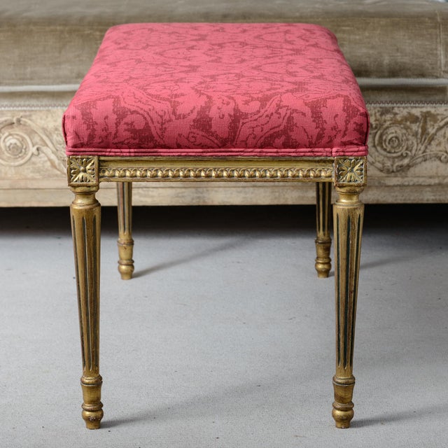 Late 19th Century Pair Gilt-Wood Louis XVI Style Benches, For Sale - Image 5 of 17