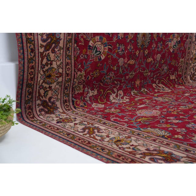 1970s 1970s Vintage Persian Handmade Wool 8x11 Red Area Rug For Sale - Image 5 of 11