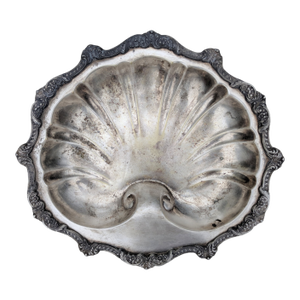 Vintage Old English by Poole Silverplated Footed Clam Shell Bowl