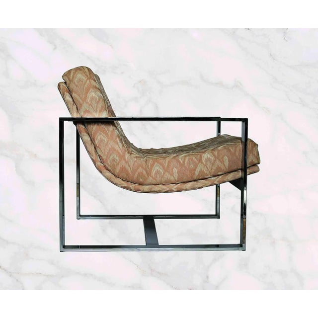 Mid-Century Modern Vintage Milo Baughman Style Flatbar Chrome Chair For Sale - Image 3 of 5