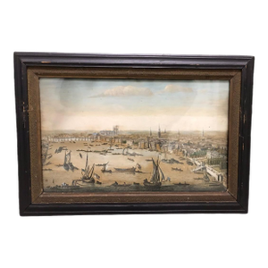18th Century Color Engraving of Westminster, Somerset House, Original Frame