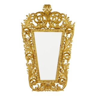Antique Italian Rococo Carved Giltwood Mirror, 1730 For Sale