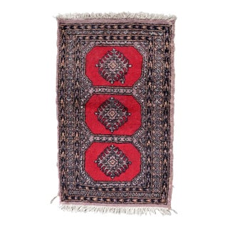 1970s Handmade Vintage Uzbek Bukhara Rug 2' X 3.3' For Sale