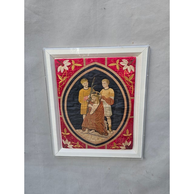 Embroidered Silk Panel of the Flagellation of Christ For Sale - Image 11 of 18