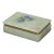 Hand Painted Morning Glory Flower Italian Carved Alabaster Box With Brass Trim, Mid Century For Sale