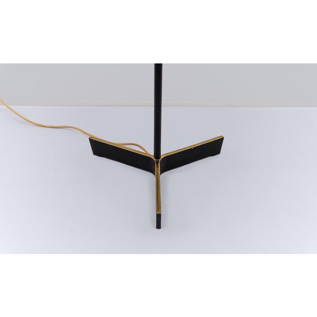 Mid-Century Modern Tripod Brass and Rattan Floor Lamp, Austria, 1950s For Sale - Image 12 of 16