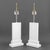 Pair of Minimalist White Painted Wood Table Lamps, each rectangular with stepped bases and two bulb fittings. Slightly...