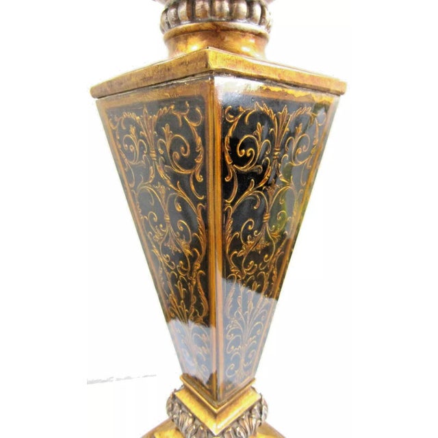 Boulle Style Gold Table Lamp With Shade For Sale - Image 11 of 12