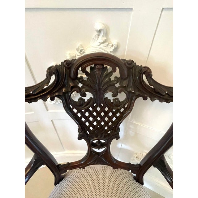 Mid 19th Century Antique Victorian Mahogany Carved Elbow Chair, 1860 For Sale - Image 5 of 8