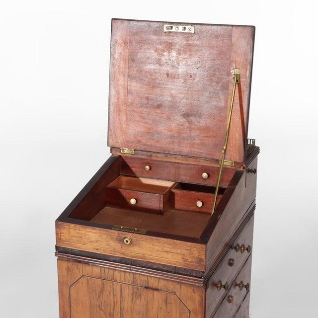 English Antique English Burl 4 Drawer Leather Top Davenport C1880 For Sale - Image 3 of 9