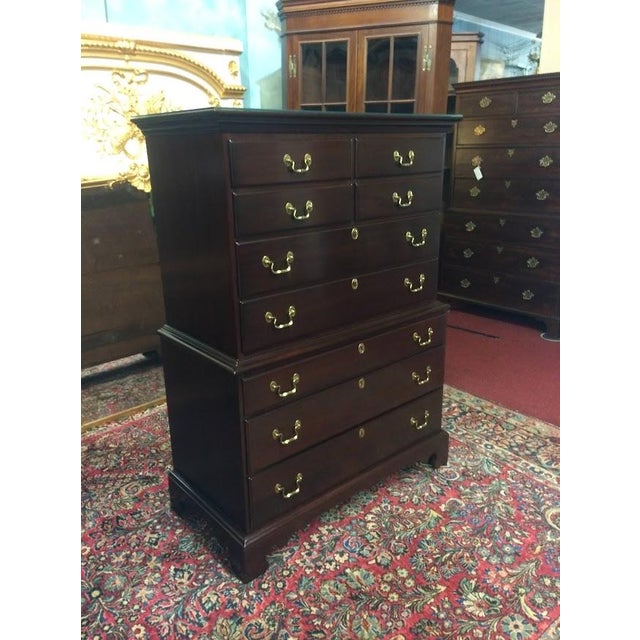 Wood Vintage Chest on Chest, Mahogany Tall Chest of Drawers, Lexington Furniture For Sale - Image 7 of 15