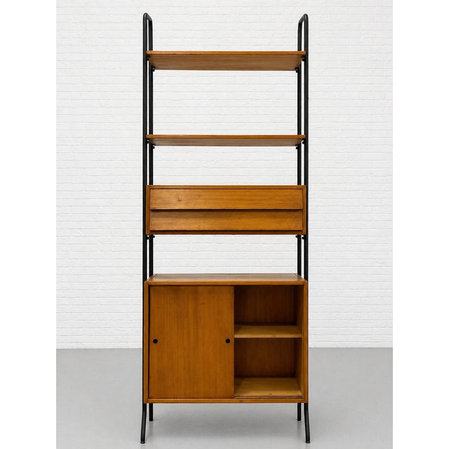 1950s Mid Century Modern Italian Teak Freestanding Wall Unit Bookcase – Vintage Wall Shelving, C. 1950’s For Sale - Image 5 of 14