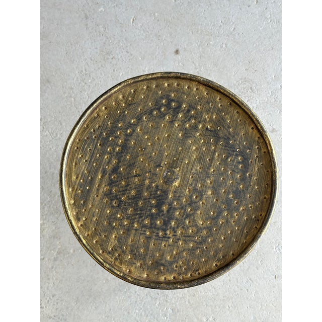 Pair of Spanish Gilt Iron Drinks Tables With Tripod Bases and Hammered Tops For Sale - Image 12 of 15