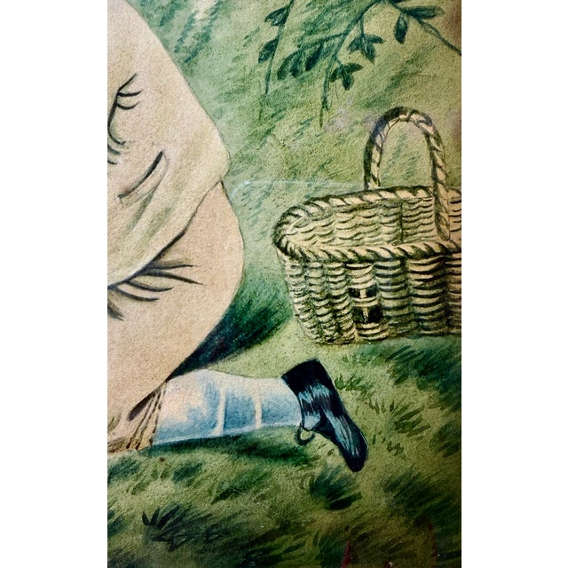 Framed English Regency Hand-Colored Boy Fishing After Richard Westall, Dated 1812 For Sale - Image 9 of 16