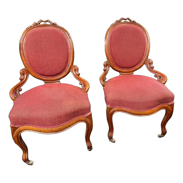 Napoleon III Chairs with Oval Medallion Backs, 1860s, Set of 2 For Sale