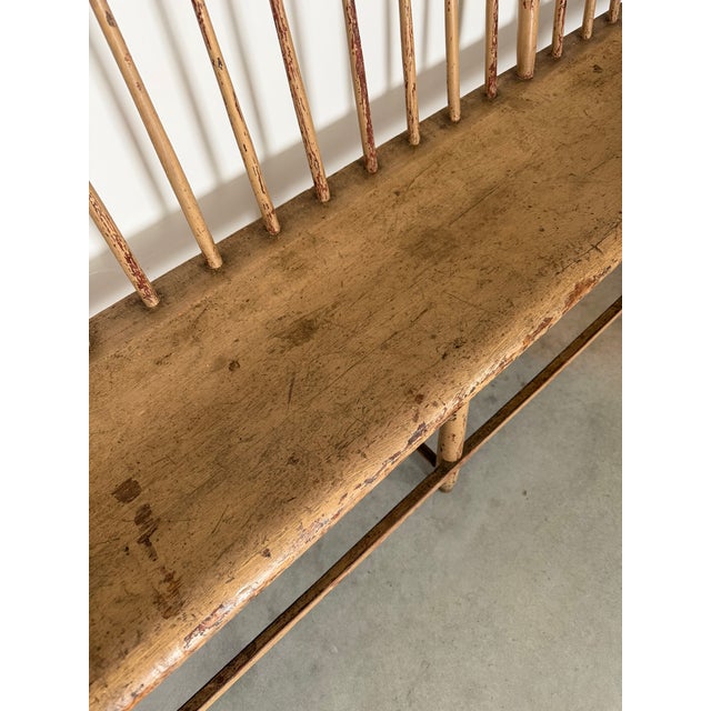 Primitive 10' Long Bench Weathered Original Painted Surface For Sale - Image 10 of 17