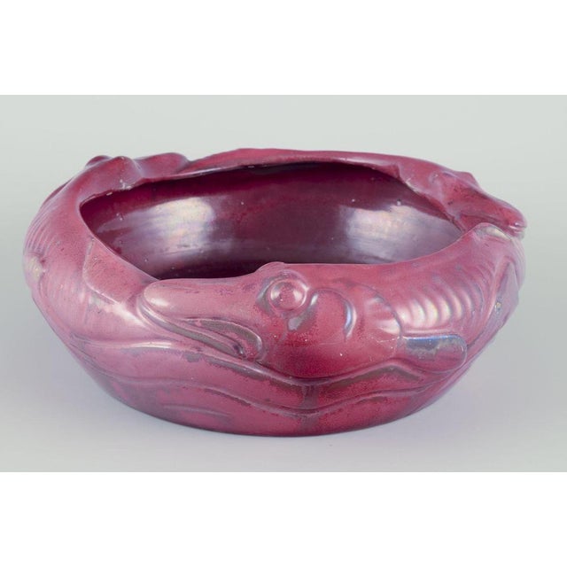 Ceramic Bowl with Fish in Relief by Karl Hansen Reistrup for Kähler, 1890s For Sale - Image 3 of 9