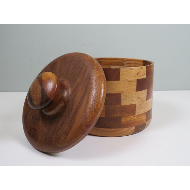 Mid-Century Modern Belgian Laminated Wood Vessel with Lid by Jan Snoeck, 1960 For Sale - Image 4 of 10