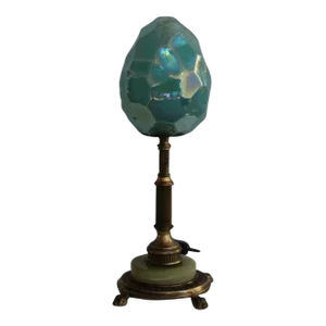 Early 20th Century Empire Style Torch With Czech Glass Shade