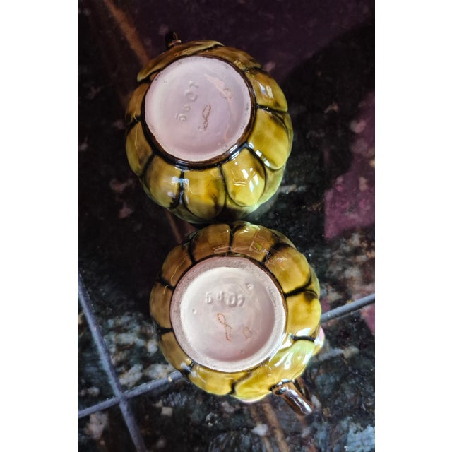 Mid 20th Century Mid 20th Century Italian Majolica Artichoke Tea Set - 5 Pieces For Sale - Image 5 of 11