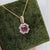 Cushion Rhodolite Garnet Pendant With Earth Mined Diamonds in Solid 14k Gold For Sale In Columbus - Image 6 of 10