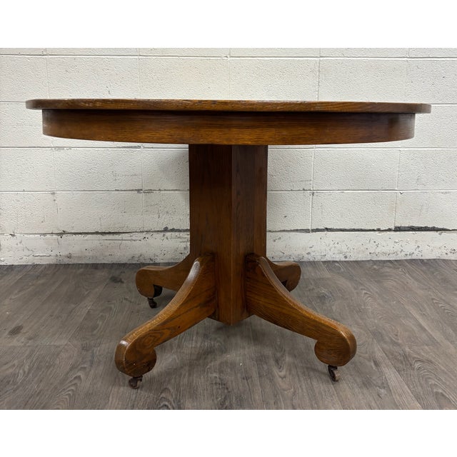 Brown Antique American Empire Style Scroll Foot Pedestal Dining Table Breakfast Table For Sale - Image 8 of 14