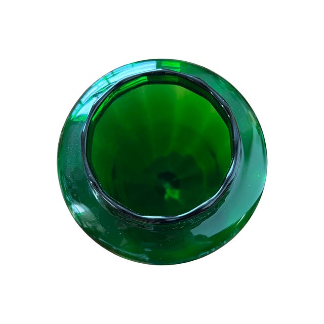 1960s Vintage Green Empoli Glass Apothecary Jar Circus Tent Italian Italy 1960s For Sale - Image 5 of 7