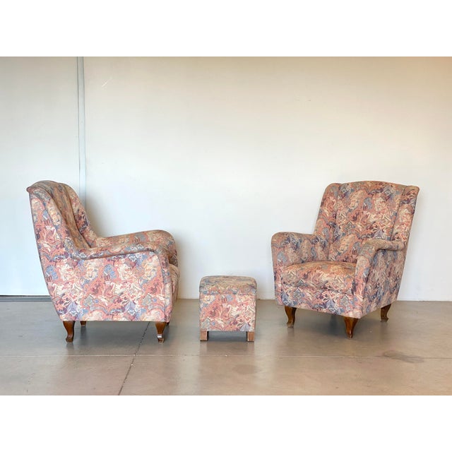 Vintage Chairs with Poufs, 1960s, Set of 3 For Sale - Image 16 of 16