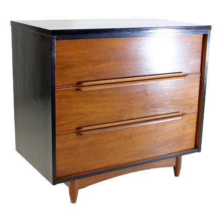 Mid-Century Modern Teak Dresser with Ebonized Frame, Italy, 1950s For Sale