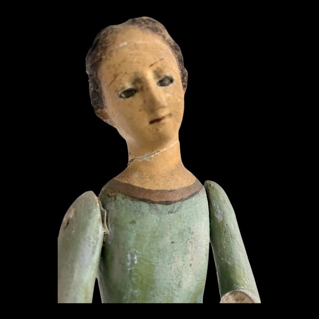 Spanish School 19th Century Polychrome Carved Wooden Virgin Mary For Sale - Image 4 of 11