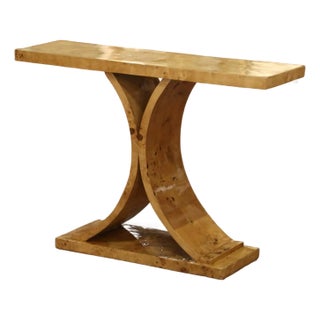 Mid-Century French Art Deco Style Burl Elm Console Table For Sale