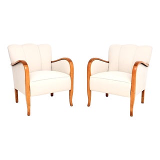 Art Deco Swedish Armchairs in Satin Birch, 1930s, Set of 2 For Sale