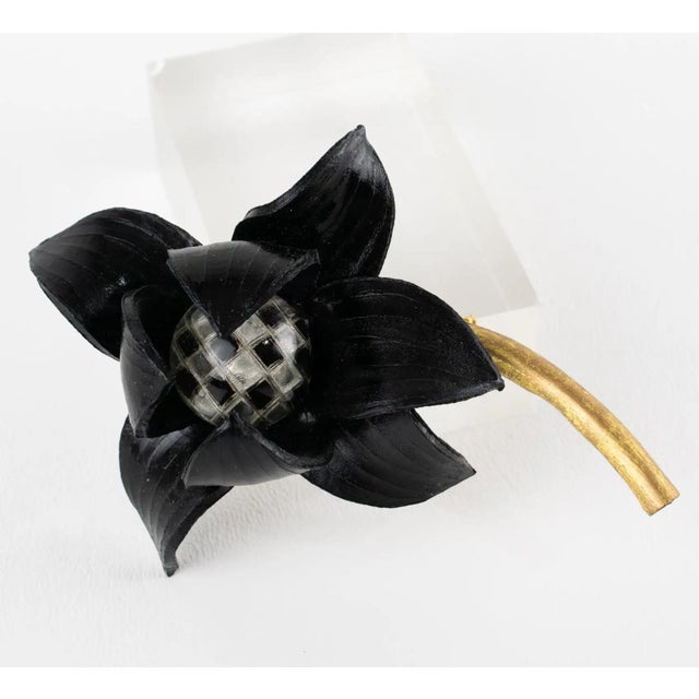 Fabrice Paris Giant Black Dahlia Resin Flower Brooch For Sale - Image 10 of 10
