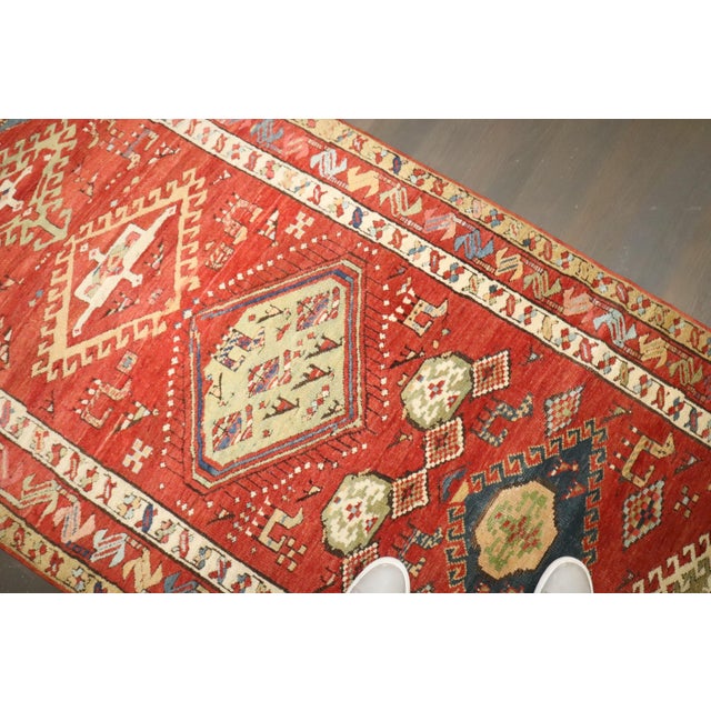 Early 20th Century Zabihi Collection Geometric Tribal Persian Runner - 3'6" x 9'6" For Sale In New York - Image 6 of 10