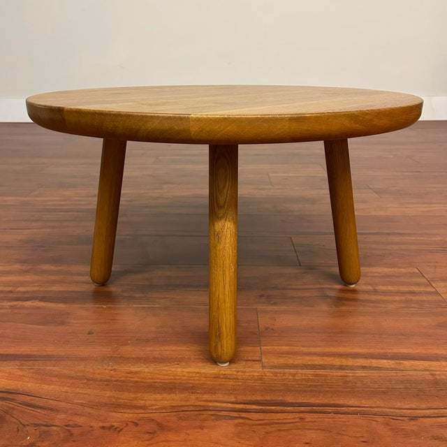 Vintage Solid Oak Round Coffee Table For Sale - Image 4 of 8