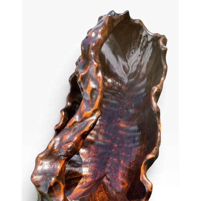Vintage French Riviera Style Hand Carved Olive Wood Bowl For Sale - Image 9 of 10