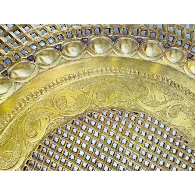 Vintage Large Pierced Brass Decorative Wall Tray For Sale - Image 9 of 11