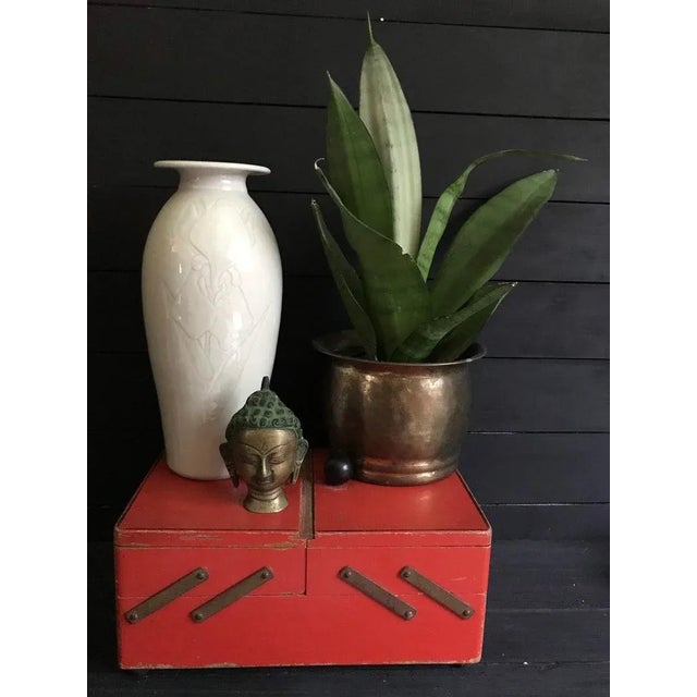 Art Deco Vintage White Stoneware Vase For Sale - Image 3 of 7