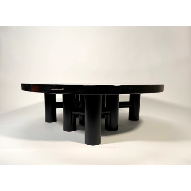 Freeform Coffee Table Resin & Wood by E. Almeersch, 1978 For Sale - Image 6 of 8