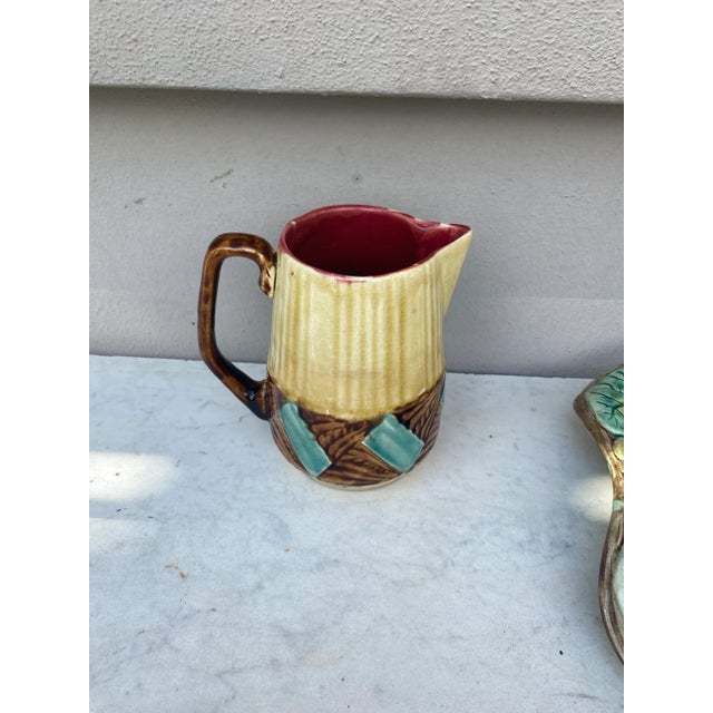 Art Deco Majolica Pitcher Orchies Circa 1930 For Sale - Image 3 of 8