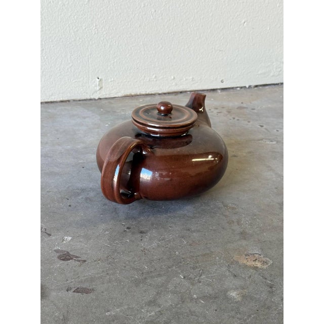Ceramic 1960s Danish Knabstrup Keramik Teapot – Vintage Mid-Century Scandinavian Modern Brown Glazed Ceramic For Sale - Image 7 of 8