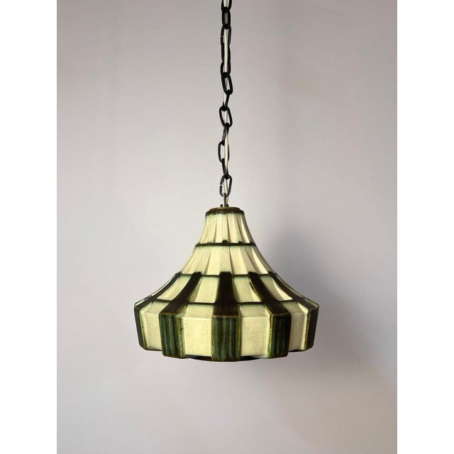 Cream Green Ceramic Pendant Lamp For Sale - Image 10 of 11