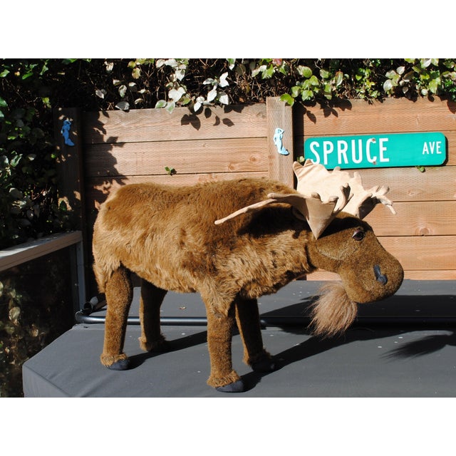 Textile Vintage Moose Animal Footstool For Sale - Image 7 of 7