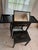 Vintage Chinoiserie Black Lacquer Folding Dressing Table/Vanity With Original Mirror and Matching Stool, 2 Pieces For Sale - Image 9 of 10