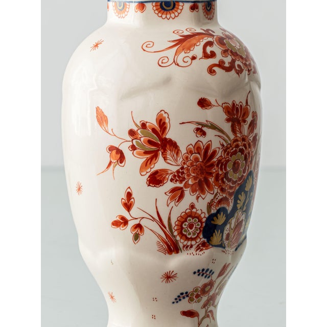 Imari Red Blue Gold Ceramic Table Lamps with Silk Shades from Royal Delft, 1970s, Set of 2 For Sale - Image 11 of 18